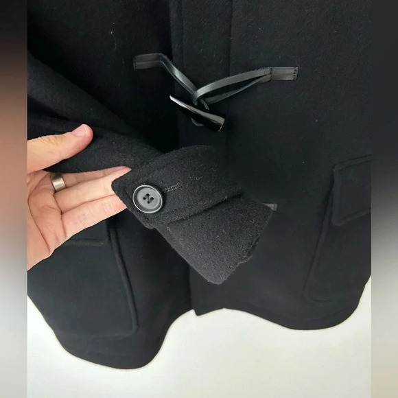 The Kooples BLACK DUFFLE COAT WITH LEATHER details - Picture 10 of 14